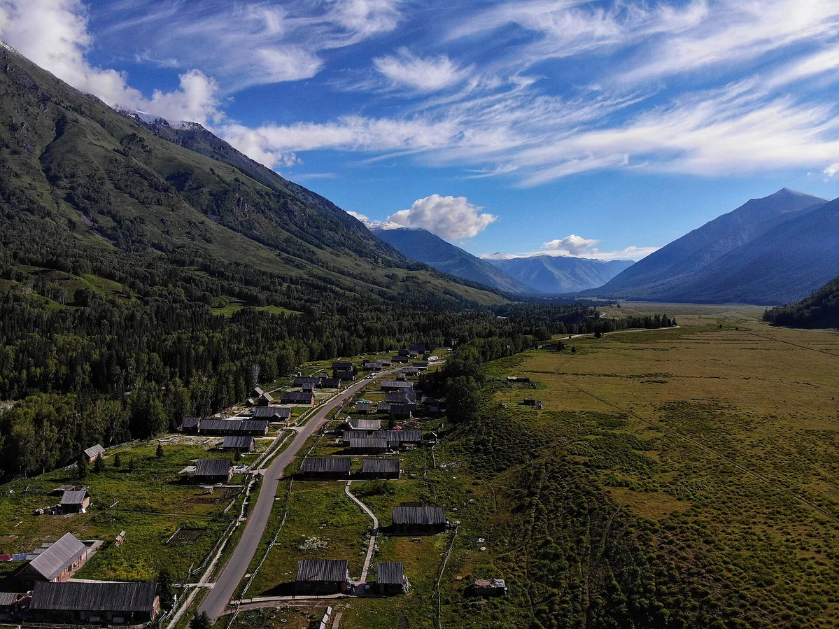 Hemu’s New Village opens out within a broad mountain valley.