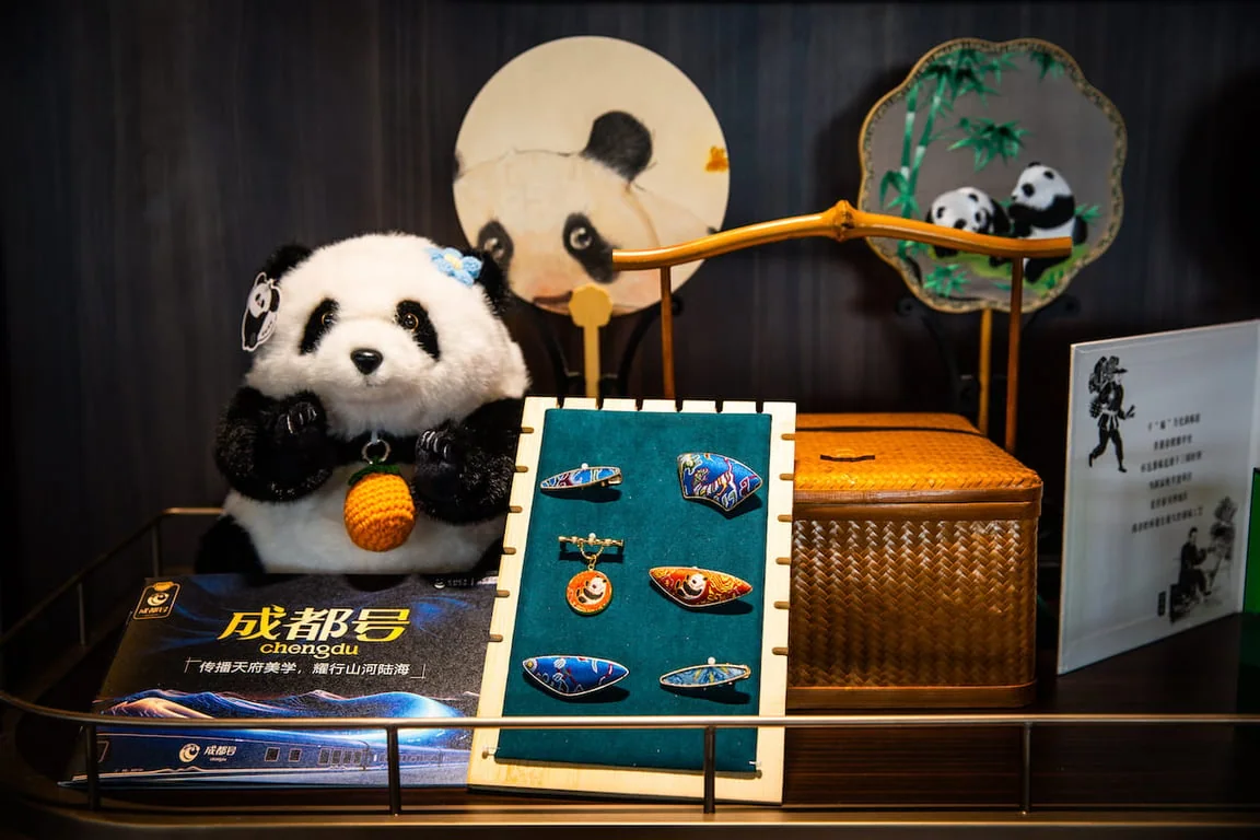 Panda-themed crafts and cultural displays aboard Chengdu