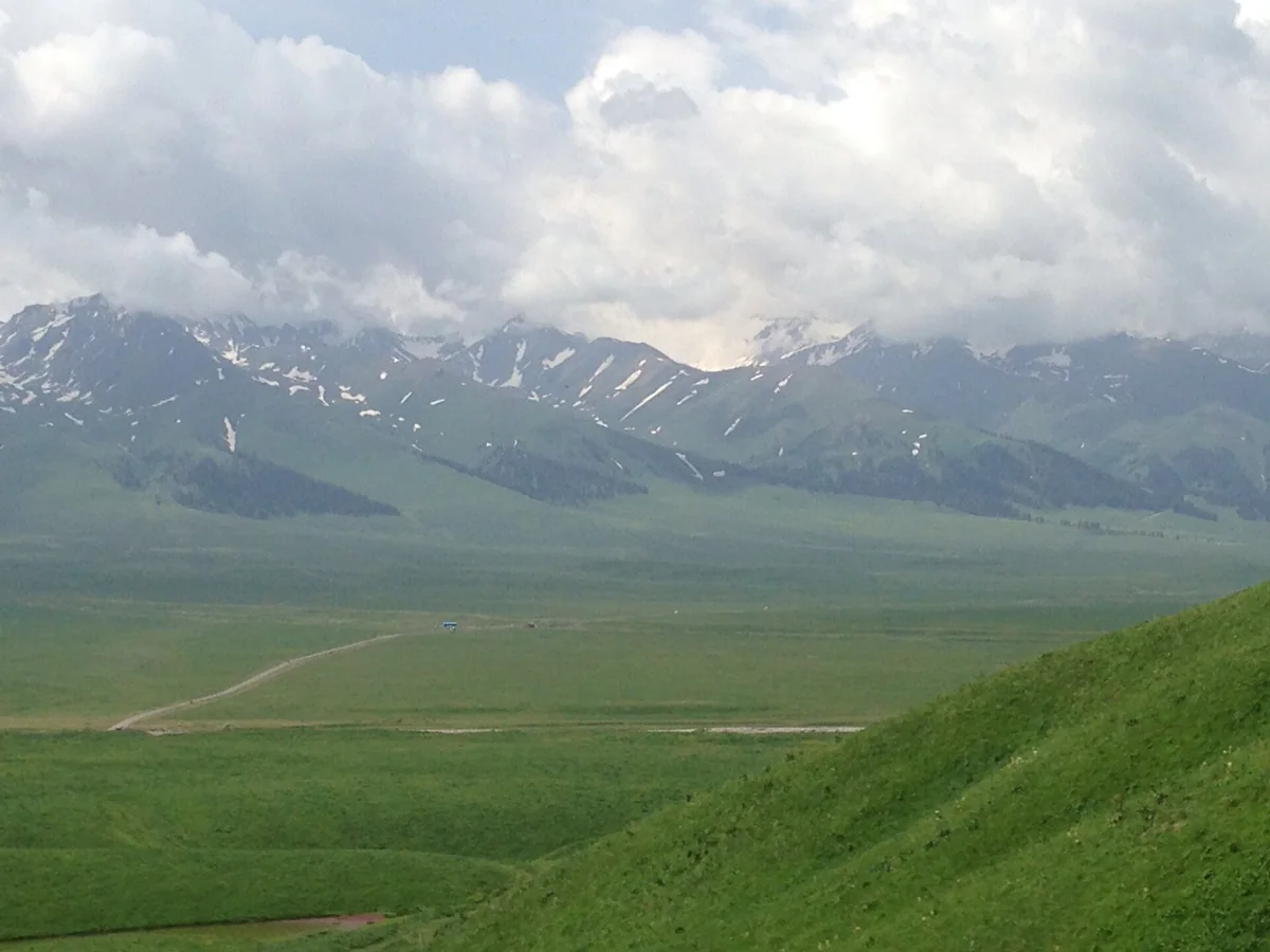A final look across Nalati’s open meadows towards the distant mountains.